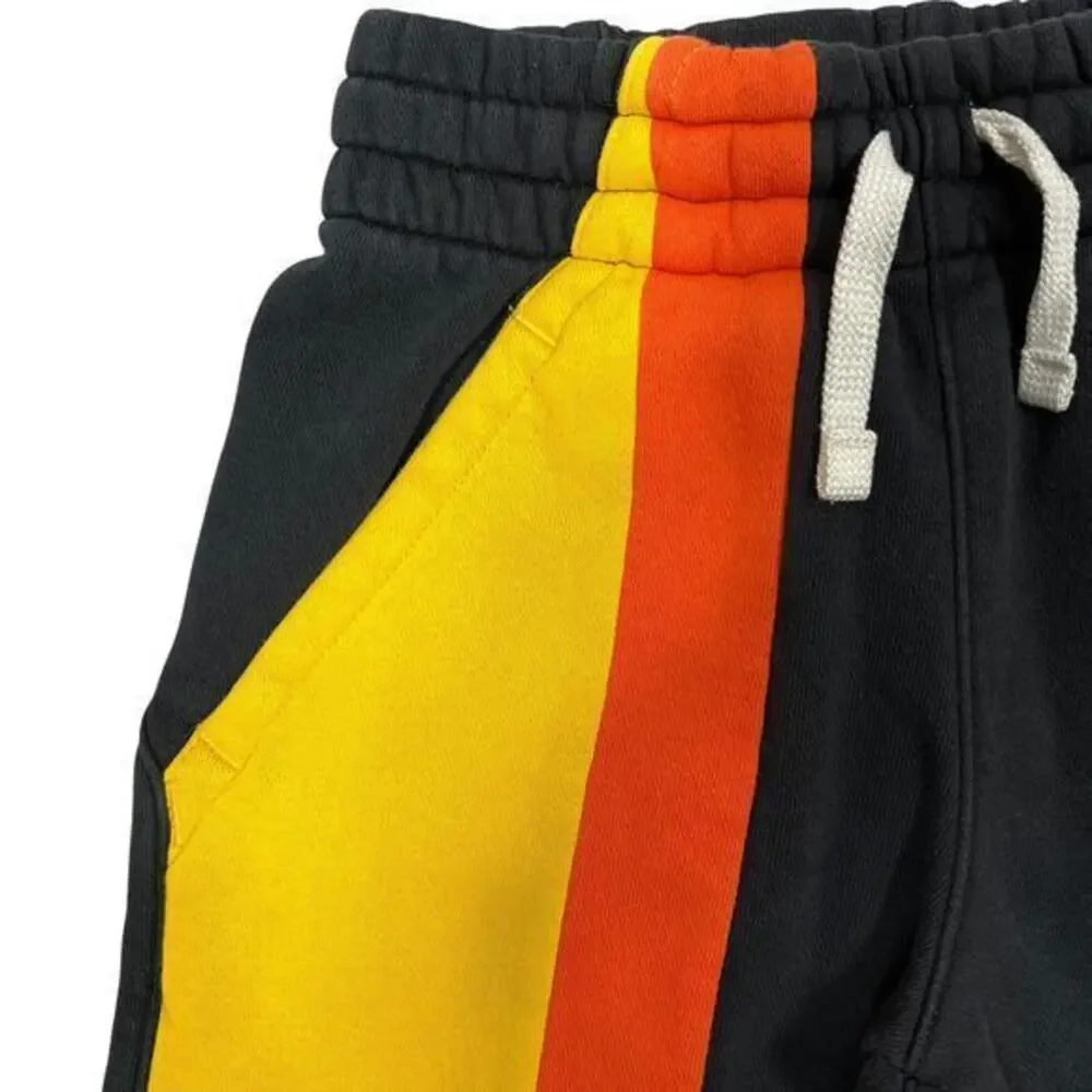 Nike Rayguns Fleece Shorts‎ Boys XS Black Orange Yellow Sequins Spellout Summer